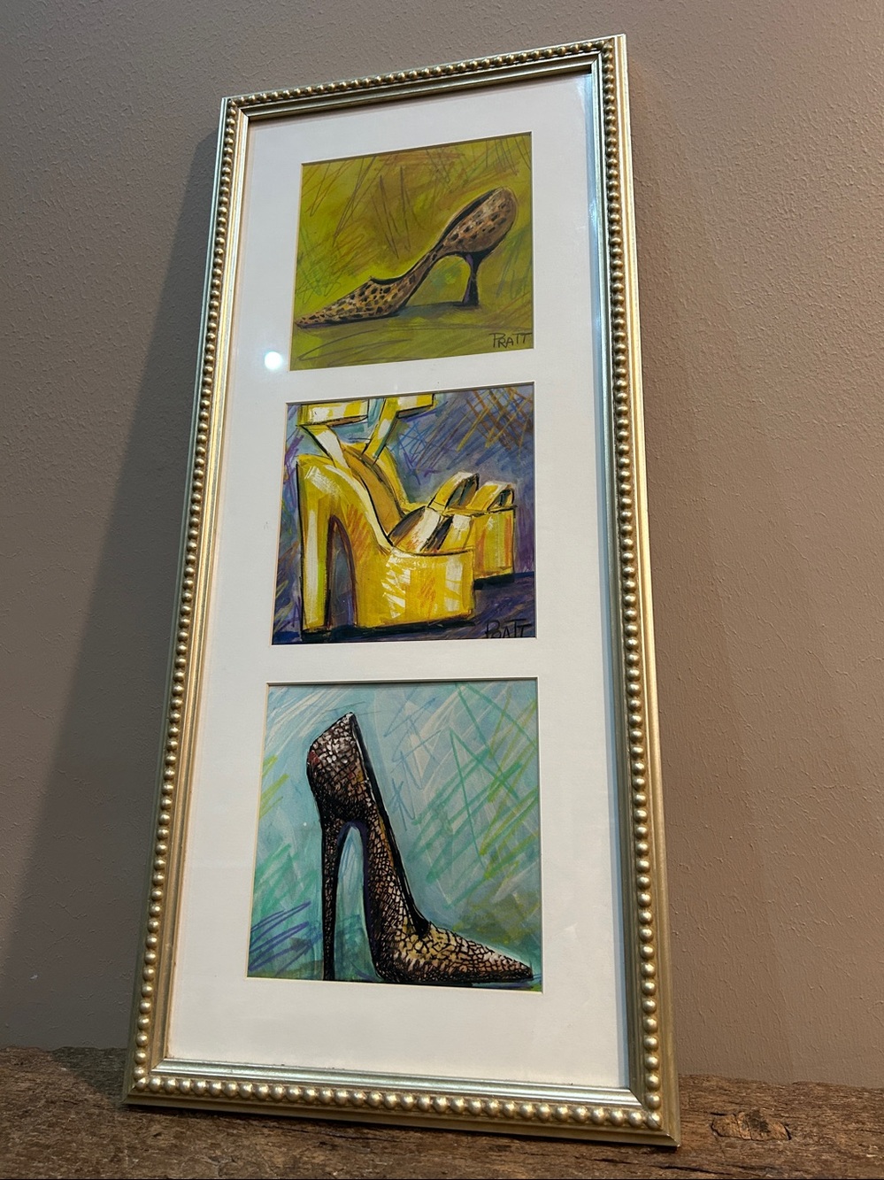 Leopard & Metallic High Heel Art Prints - Women Shoes Wall Trio